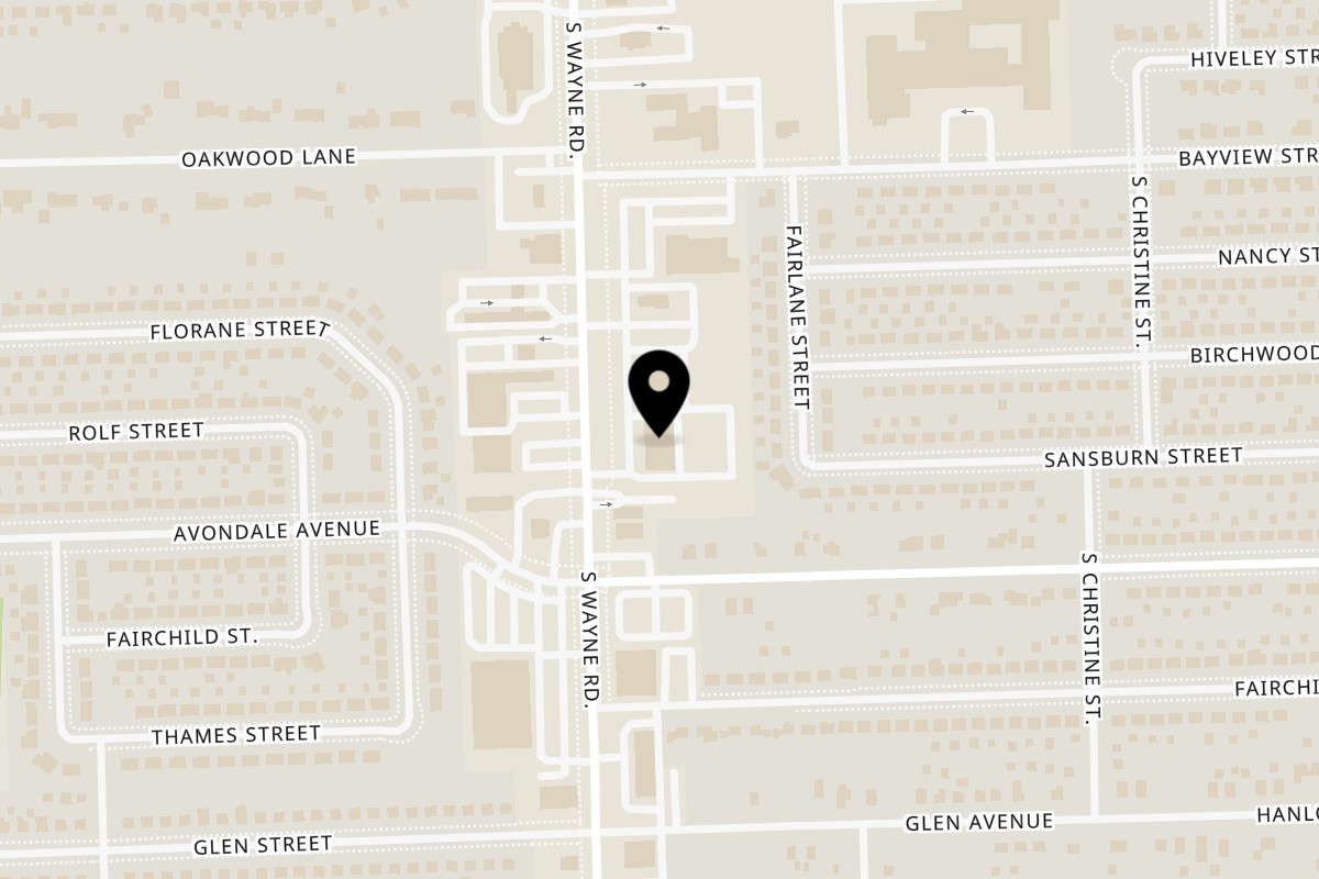 Map showing the location of Big Moe's Kitchen Westland on 785 S Wayne Rd in Westland